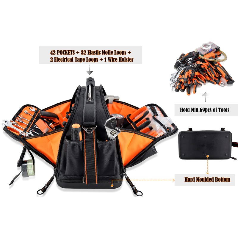 WELKINLAND 42-Pocket Tool Organizer - HVAC & Electrician's Waterproof Tool