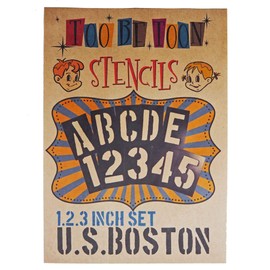U.S. BOSTON Stencil Sheets Uppercase Letters & Numbers Set (1, 2, 3 Sizes Set)
