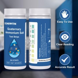 Quaternary Ammonium Test Quat Test Strips: 200 Strips Quaternary Test Strips - Testing range 0-500ppm for Food Service