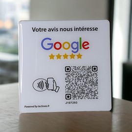TECHNEE Google Connected Review Plate NFC + QR Code (12 x 12 cm)