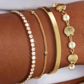 choice of all Gold Sea Shell Bracelet Dainty Bracelets for Women Stack Boho Summer Beach Jewelry for Women Trendy 2025