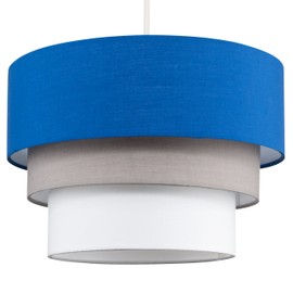 MiniSun | Round Modern 3 Tier Fabric Ceiling Pendant Light Shade in Blue | Pendant Lights, Home Décor & Improvement Essential