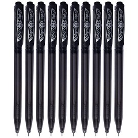 CliptoTRP Retractable Ballpoint Pens, BLACK, Medium Point (1.0mm), Pack of 10, Retract Ball Pens, Comfort Grip, Perfect for School Home Office Use, iZOFAX