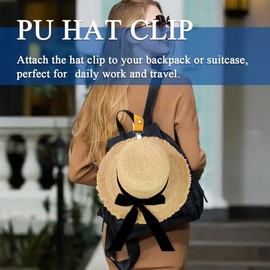 PU Leather Multifunctional Duckbill Hat Clip - Outdoor Hat Companion for Travel on Bag/Luggage - Black&Grey