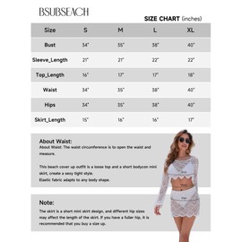 Bsubseach Crochet Coverups for Women Two Piece Swimsuit Cover Up Hollow Out Knit Skirt Set Beach Outfits with Drawstring Blue