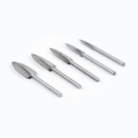 Grekywin Wood Carving Bits Set, 5pcs High Speed Steel, 3mm Shank, Straight Cut, 3-8mm Diameter, for Woodworking, DIY, Hobby