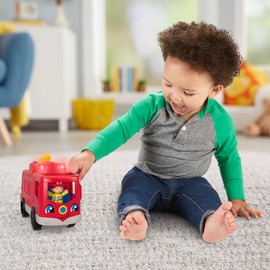Fisher-Price Little People Toddler Toy Helping Others Fire Truck with Music Lights & Figures for Preschool Pretend Play Kids Ages 1+ Years