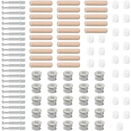 25 Sets of Cam Lock Nuts and Bolts – Cam Fixing Dowel Screws for Furniture (Silver)