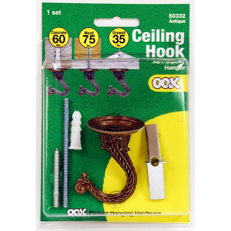 OOK 50332 Jumbo Swag Hook with Hardware, Antique Brass