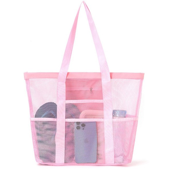 Mesh Beach Bag, Large Beach Bag with Zipper, Foldable Beach