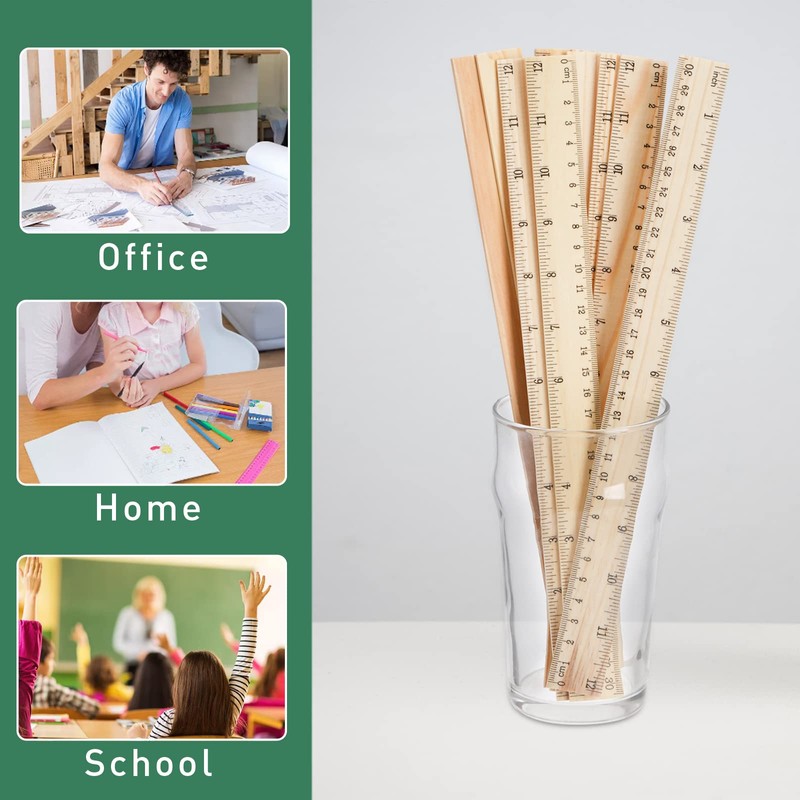 WUWEOT 72 Pack Wooden Ruler, 12 Inch Rulers Bulk, Office
