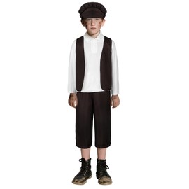 DiULi Children’s Victorian Boy 4 Piece Set Vest Hat Pants Shirt,himney Sweep Costume For Children,Boys Victorian Costume for World Book Day & School Play Outfit,Child Dress Up Costumes,XL
