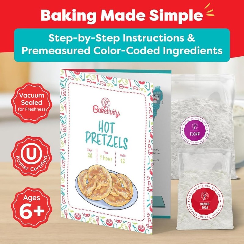 Baketivity Kids Baking Set, Meal Cooking Party Supply Kit for