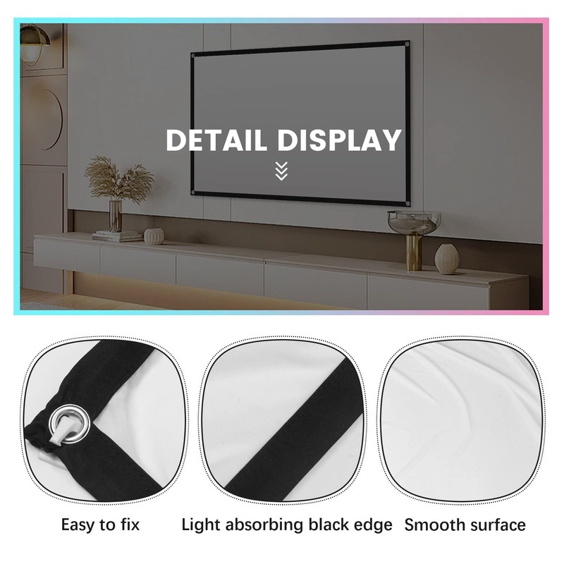 Portable Projector Screen for Home Theater Outdoor HD White Foldable