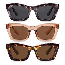 ZESAKER Outdoor Reading Sunglasses for Women Full Lens, Oversized Blue light Blocking UV400 Protection Readers Sunglasses with Spring Hinges (Champagne+ Grey Tortoise+ Brown Tortoise, 3.0)