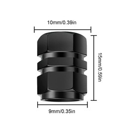 PLABBDPL Tyre Valve Caps 4 Pieces Aluminum Car Wheel Dust Cap Car Tire Marker with Hex Joint Universal Tyre Valve Caps (Black)