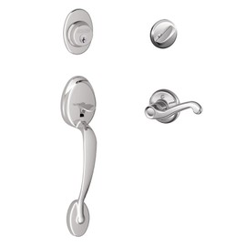 SCHLAGE Plymouth Single Cylinder Handleset and Left Hand Flair Lever, Bright Chrome (F60 PLY 625 FLA LH)