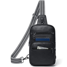 Shrrie Sling Bag For Women Men 5 Pockets Crossbody Bags Faux Leather Cross body Fanny Pack Sling Backpack Daypack for Daily Use Travel