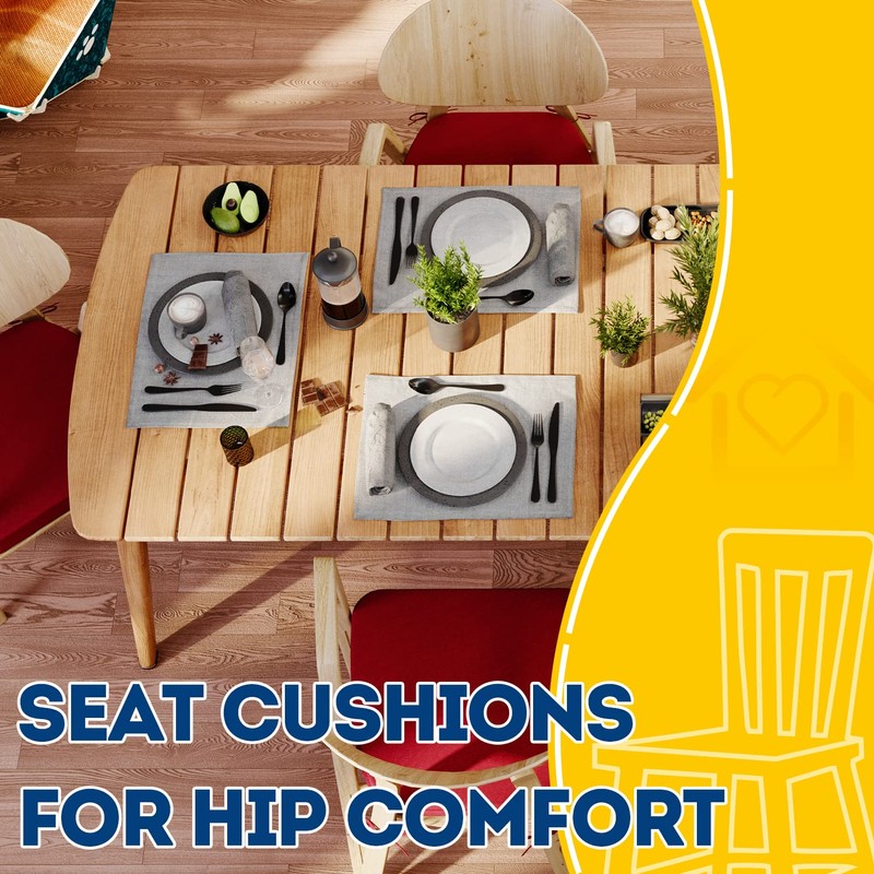 AAAAAcessories D-Shaped Chair Cushions, 2" Thick Dining Chair Pads with