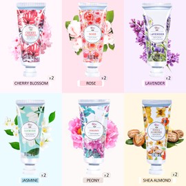 Hand Cream Gift Set - Pack of 12 Hand Lotion Enriched with Shea Butter and Glycerin to Nourish and Deeply Moisturize Rough Hands, 12 x 1.0 oz Travel Size Hand Lotion, Best Gifts for Women