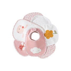 Vertbaudet Organic Collection: Pack of 7 Baby Bibs, Velcro, Soft Pink, Pale Pink
