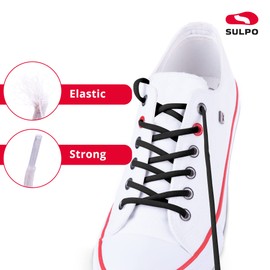 SULPO Laces without Tying - Round Shoelaces Quick Release - Elastic Shoelaces for Adults and Children - Shoelaces, black