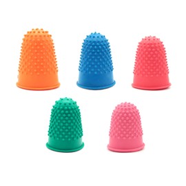 Peslogy 5pcs Rubber Finger Thimbles 5 Different Sizes Colors Finger Protector Covers Reusable Finger Protector Finger Pads Grips for Paperwork Cutting Embroidery Money Counting Crafts