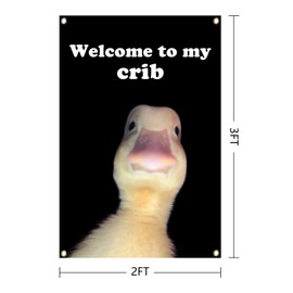 Welcome to My Crib Flag，2x3 Feet Flag Funny Poster Durable Man Cave Wall Flag with Brass Grommets room decor for bedroom Banner