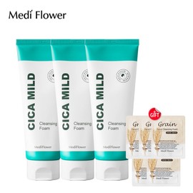 Mediflower 메디플라워 시카 마일드 저자극 클렌징폼 150mlx3개+곡물 파우치 5매 Medi Flower Cica Mild Low-Irritation Cleansing Foam 150ml x 3 + Grain Pouch 5 Sheets