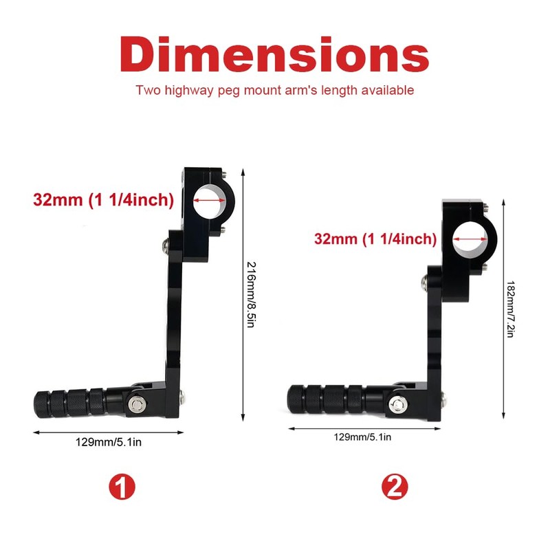 Xitomer 1 1/4" Foot pegs Adjustable Highway Peg Mounts Compatible