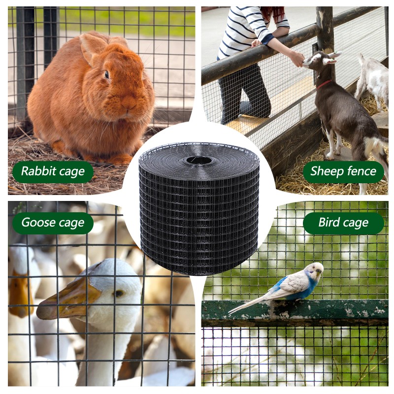 Welded Mesh Fence PVC Black Hardware Cloth 19Gauge 1/2in Mesh