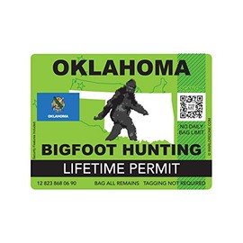 fagraphix Oklahoma Bigfoot Hunting Permit Sticker Die Cut Decal Sasquatch Lifetime FA Vinyl - 4.00 Wide