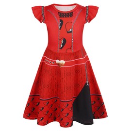 Jurebecia Girls Descendants Nightgown Red Princess Nightgowns Pajamas for Kids Flutter Sleeves Nightie Dress Fatansy Nightdress Sleepwear 5t