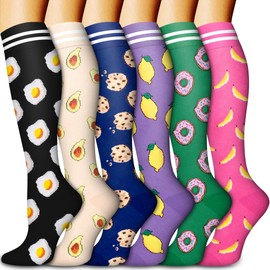 Compression Socks for Women & Men Circulation (6 Pairs) 15-20 mmHg is Best Support for Athletic Running,Nurse