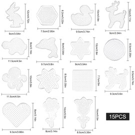 RNHDLY Pack of 15 Transparent Ironing Beads Plates Plastic Ironing Plate 5 mm