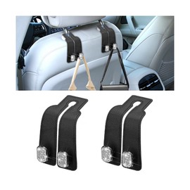 TSUGAMI Bling Car Seat Headrests Hook, 2PCS Leather Crystal Diamond Hanger for Purses Bags, Sparkling Automotive Interior Storage Organizer Accessories, Universal for SUV, Truck, RV (Black/White)