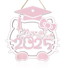 Class of 2025 Sign Pink Graduation Decorations 2025 Graduation Photo Booth Props for Grad Party Pink Cat Graduation Party Decorations