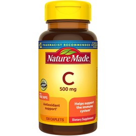 Nature Made Vitamin C 500 Mg Caplets with Rose Hips, 130 Tablets (Pack of 3)