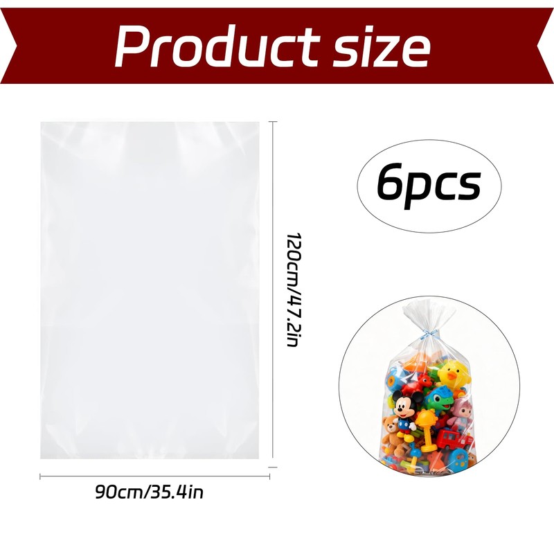 JiuXinYuKeJi 6 Pcs 90x120CM Extra Large Clear Plastic Storage Bags