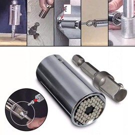 Dado Universal/Llave de Vaso 1/4-3/4 (7mm-19mm) / Multiusos Herramienta con Adaptador para Taladro Eléctrico