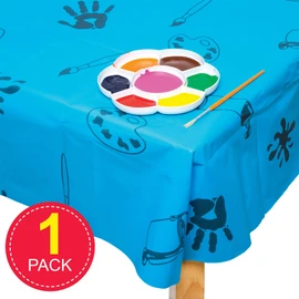 Baker Ross blue plastic tablecloth/ splash mat