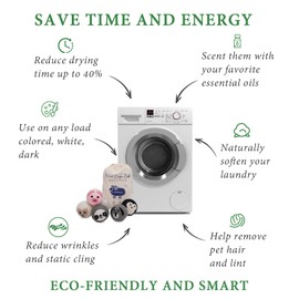 Wool Dryer Balls-XL 6Pack Eco Dryer Balls-Dryer Balls Laundry Reusable-Softens Laundry Naturally-Reduces Drying Time & Static-No More Dryer Sheets-With Storage Bag