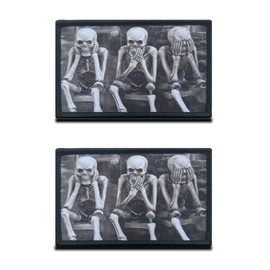 Pack of 2 Funny Skull Brother Embroidered Appliqué Funny Biker Fun Morale Patches for Tactical Airsoft Cosplay Paintball Clothing Backpack Uniform Dog Vest