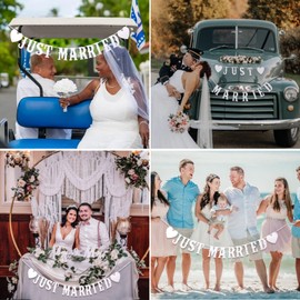 Mr & Mrs Wooden Letters Wedding, Banner Just Married Decorative Letters Garland Decoration Vintage for Wedding, Bridal Shower, Photo Props, Car Decoration (White)