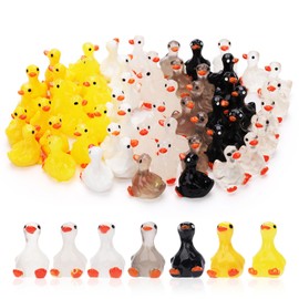 70pcs Mini Resin Ducks, Miniature Small Glitter Ducks Tiny Micro Glow in The Dark Little Luminous Ducks for Garden Landscape Decorations (7 Colors)