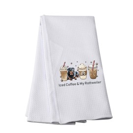 PWHAOO Rottweiler Dog Mom Kitchen Towel Iced Coffee My Rottweiler Kitchen Towel Rottweiler Lover Gift (My Rottweiler T)