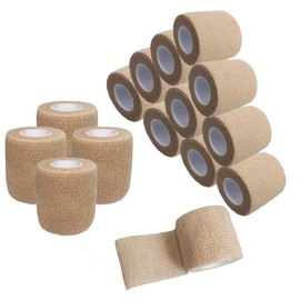 Self Adhesive Tape Wrap 15Rolls,Non-Woven Self Adherent Vet Wrap Tape,5CM x 5Yard | Cohesive Bandage Tape for Wrist & Ankle,Elastic Grip Cover (Skincolor-15Rolls)