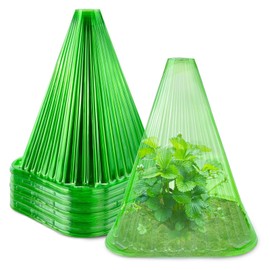 Toothbace Plant Hat, Pack of 30 PVC Plant Hats, 19 x 19 x 21 cm, Plant Protection Against Frost, Greenhouse Propagation Bell, Planting Aid, Plant Bell from Snails and Birds (Green)