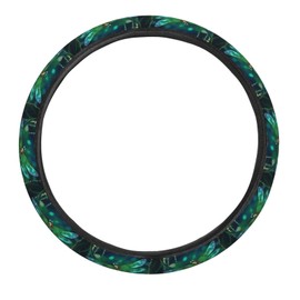 Neukim Green Dragonfly Steering Wheel Covers Anti-Slip Elasticity Car Accessories Steering Wheel Protector Universal 15 Inch for Cars SUV Vehicle Truck
