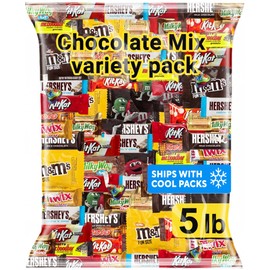 Chocolate Assorted Bulk Candy Variety Pack 5lb - Mini Chocolate Bars, Milk & Dark Chocolate Mix - Individually Wrapped Bulk Candy for Office Snacks, Party Favors and Treat Bags